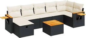 vidaXL Set mobilier de grădină cu perne, 8 piese, negru, poliratan