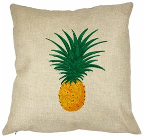 Perna Decorativa Patrata Ananas, 40x40 cm, Husa Detasabila, Burduf