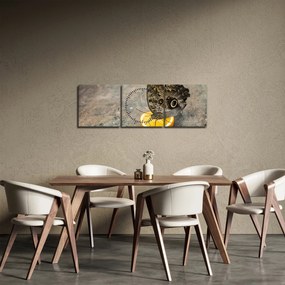 Tablou cu fluturi (cu ceas) (90x30 cm)