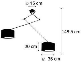 Lampă suspendată inteligentă neagră cu abajur 35 cm verde incluzând 2 Wifi A60 - Blitz