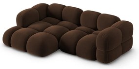 Colțar maro închis cu tapițerie din catifea (cu colț pe partea stângă/cu șezlong) Loretto – Cosmopolitan Design