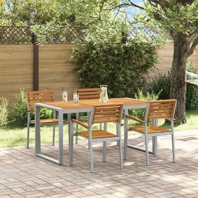 vidaXL Set mese 5 piese lemn solid acacia și metal