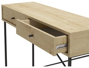 Masă consolă în culoare naturală cu blat cu aspect de lemn de stejar 35x110 cm Titan – Marckeric