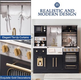 Bucatarie copii din lemn moderna neagra