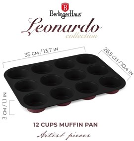Tava 12 briose/muffins Leonardo Berlinger Haus BH 7945, visiniu mat