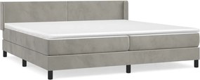 vidaXL Pat box spring cu saltea, gri deschis, 200x200 cm, catifea