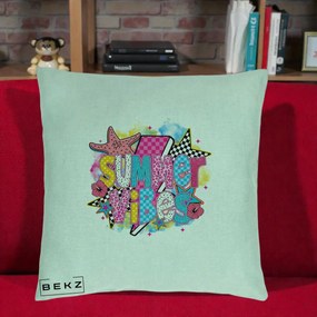 Perna Decorativa Summer Vibes Colorata, 40x40 cm, Verde Menta, Husa Detasabila, Perna Inclusa, BEKZ®
