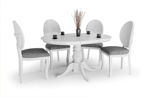 Set masa extensibila William alba L90-124 cm + 4 scaune Verdi gri/alb