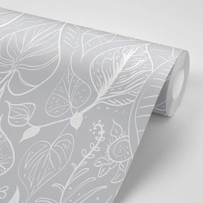 Tapet autoadeziv frunze magice în design gri