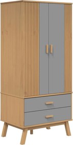 vidaXL Șifonier "OLDEN", gri/maro, 76,5x53x172 cm, lemn masiv pin