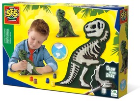 Set creativ mulaj si pictura - T-rex cu schelet fotoluminescent
