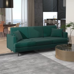 HOMCOM Canapea cu 3 locuri pentru living, canapea din material textil cu 2 perne, verde | Aosom Romania