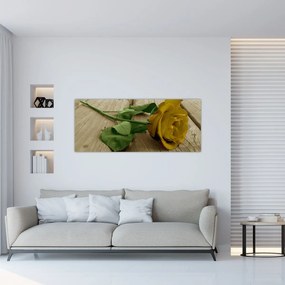 Tablou - Vintage trandafiri galbeni (120x50 cm)