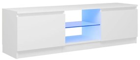 Comodă tv cu lumini led, alb, 120x30x35,5 cm