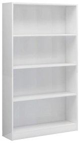 800915 vidaXL Bibliotecă 4 rafturi, alb lucios, 80x24x142 cm, lemn prelucrat