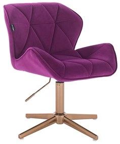 HR111CROSS Scaun Fucsia Catifea cu Bază Aurie