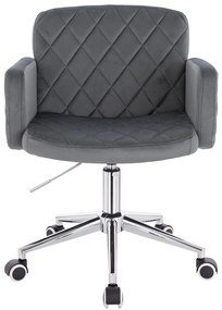 HR802K Scaun Grafit din Catifea cu Bază Cromata