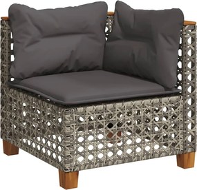 vidaXL Canapea de colț cu pernă de grădină, gri, poliratan