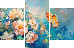 Tablou - Fluture și flori, pictură în ulei II. (90x60 cm)