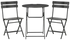 Outsunny Set Mobilier de Grădină 3 Piese pentru Terasă, Oțel și HDPE, Design Modern, Gri Închis | Aosom Romania