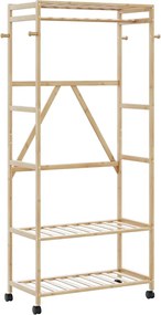vidaXL Suport pentru haine cu rafturi și roți 90x40x179,5 cm bambus