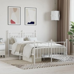 353602 vidaXL Cadru de pat metalic cu tăblie, alb, 120x200 cm