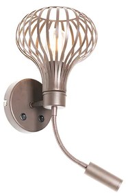 Aplică modernă maro cu lampă de citit 2 lumini - Saffira Brescia