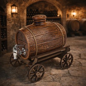 Butoi din ceramica cu suport si robinet pentru vin, 3,5 litri