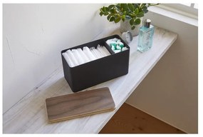 Organizator pentru baie cu capac din placaj Yamazaki Rin, negru