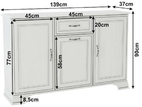 Comoda combinata 3D1S, woodline crem, TIFFY 08