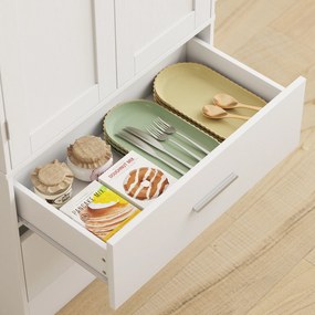 HOMCOM Dulap de Bucătărie cu 8 Rafturi pentru Condimente și 2 Sertare, 60x40x159 cm, Alb | Aosom Romania