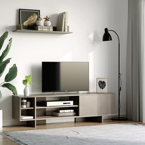 Set Mobilier TV HOMCOM cu Dulapioare si Etajera de Agatare, Perete Echipat pentru TV din Lemn pentru Salon si Sufragerie, Gri