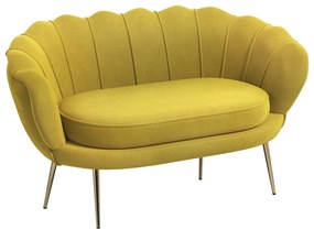 HOMCOM Canapea Modernă de 2 Locuri cu Brațe și Șezut Căptușit, pentru Dormitor și Sufragerie, 130x77x77 cm, Galben | Aosom Romania