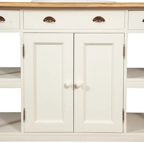 Mobilier de baie din lemn masiv, lavoar ceramica , alb antichizat  natur, L128x54xH92 cm