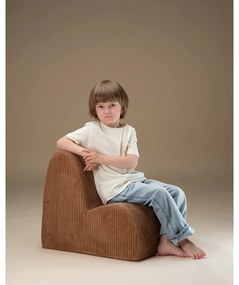 Fotoliu de copii maro cu tapițerie din catifea reiată Cloud – Wigiwama