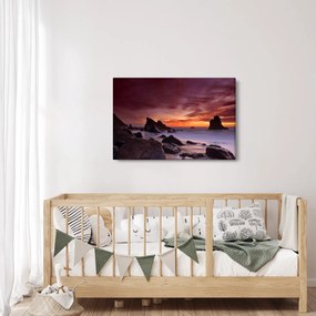 Tablou cu apus de soare pe mal (90x60 cm)