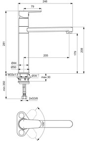 Baterie bucatarie Ideal Standard Cerafine O negru mat, cu pipa pivotanta