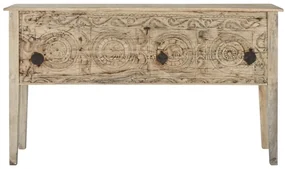 Consola sculptata, natur, din lemn de tec si mango, Legacy
