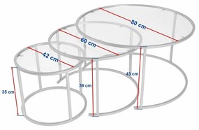 Set de măsuțe de cafea Aurum Gold 80 cm, 3buc.