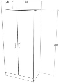 Dulap haaus Pedro, 2 Usi, Stejar Wotan/Antracit, 80 x 51 x 170 cm