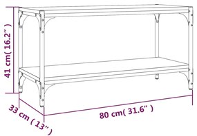 Comoda TV, stejar sonoma, 80x33x41 cm, lemn prelucrat si otel 1, Stejar sonoma, 80 x 33 x 41 cm