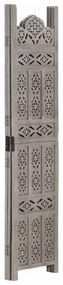285321 vidaXL Paravan cameră sculptat manual 3 panouri gri 120x165 cm mango
