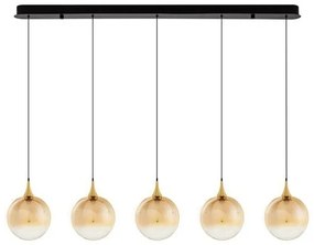 Lustra moderna cu 5 pendule LED, Metal, Sticla, Champaign, ORENDA