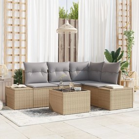 vidaXL Set de canapele pentru grădină 5 pcs Bej Rattan poli