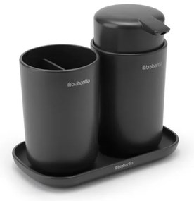 Set accesorii baie Brabantia ReNew 1003491, 3 piese, 250 ml, Rezistent la coroziune, Gri inchis