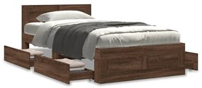 3295624 vidaXL Cadru de pat cu tăblie stejar maro 75x190 cm lemn prelucrat