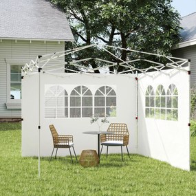 Outsunny Panouri Laterale pentru Corturi Pop-Up, Set de 2, 3x2m, Protecție UV, Rezistent la Apă, Alb | Aosom Romania