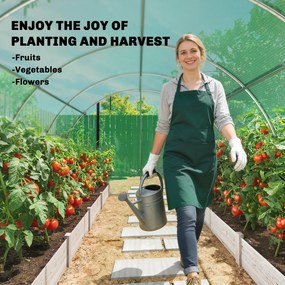 Outsunny Seră cca. 4 x 3 x 2 m, seră din folie cu uși rulante, 2 uși cu fermoar &amp; 8 ferestre cu plasă, tije de susținere, Verde | Aosom Romania