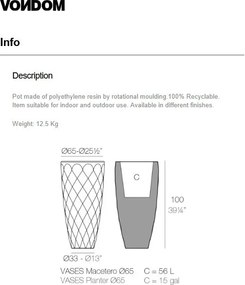 Ghiveci plante, flori design decorativ modern pentru amenajari interioare si exterioare, VASES PLANTER 47065R Vondom