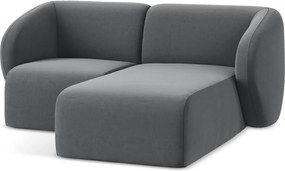 Colțar gri cu tapițerie din catifea (cu colț pe partea dreaptă/cu șezlong) Lani – Makamii